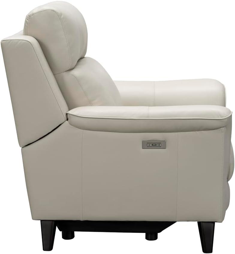Laurel Cream Leather Wood Contemporary Recliner Chair