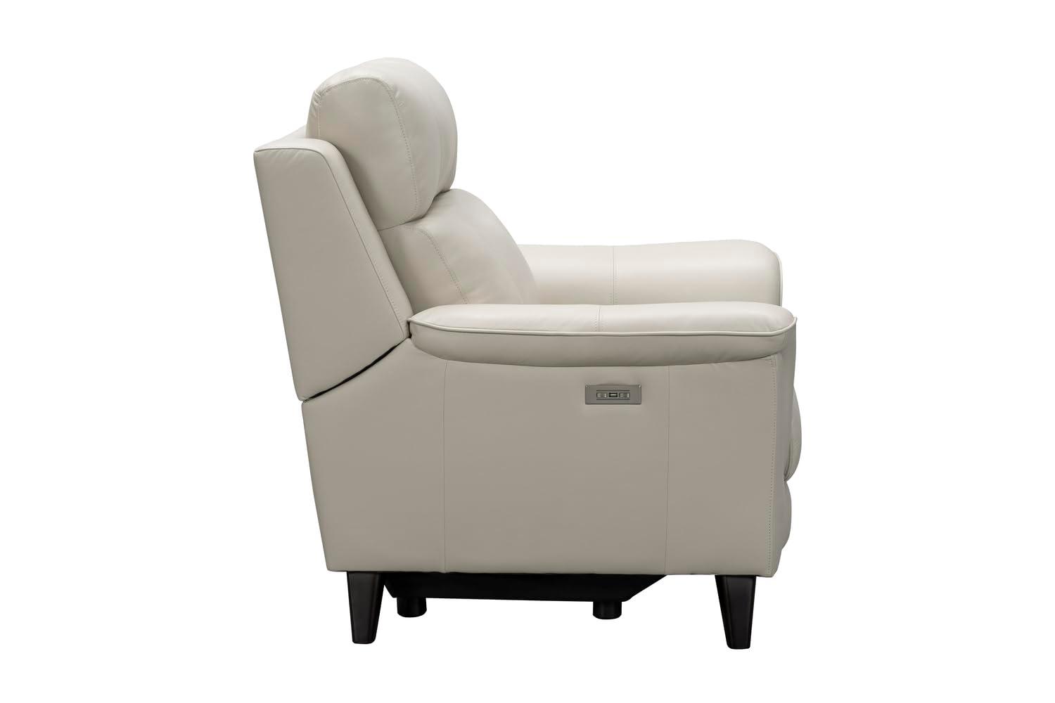 Laurel Cream Leather Wood Contemporary Recliner Chair