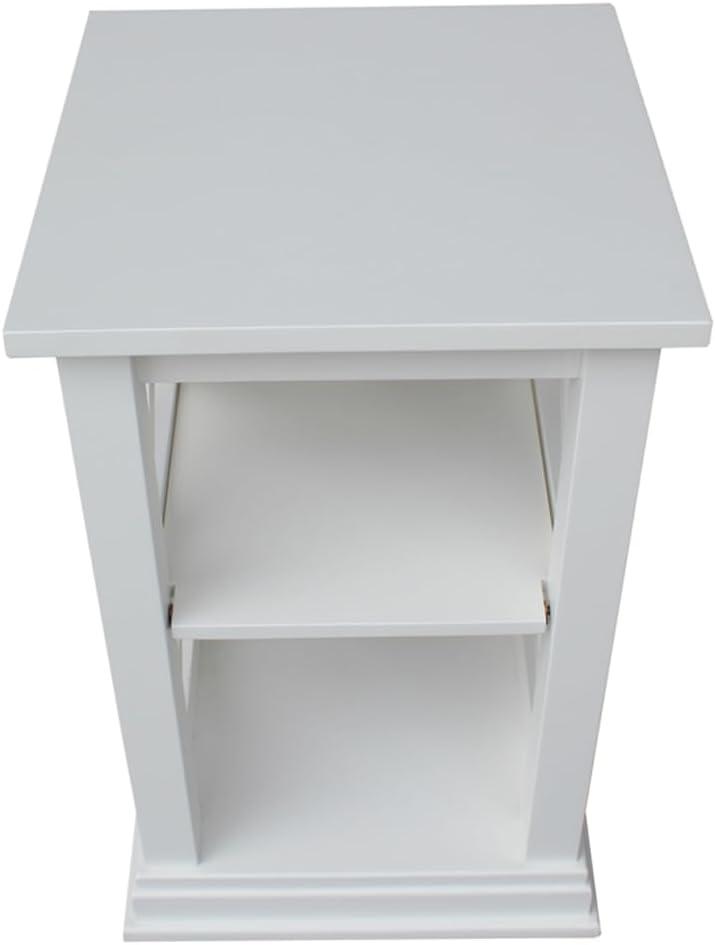 Hampton Square White Solid Hardwood Accent Table