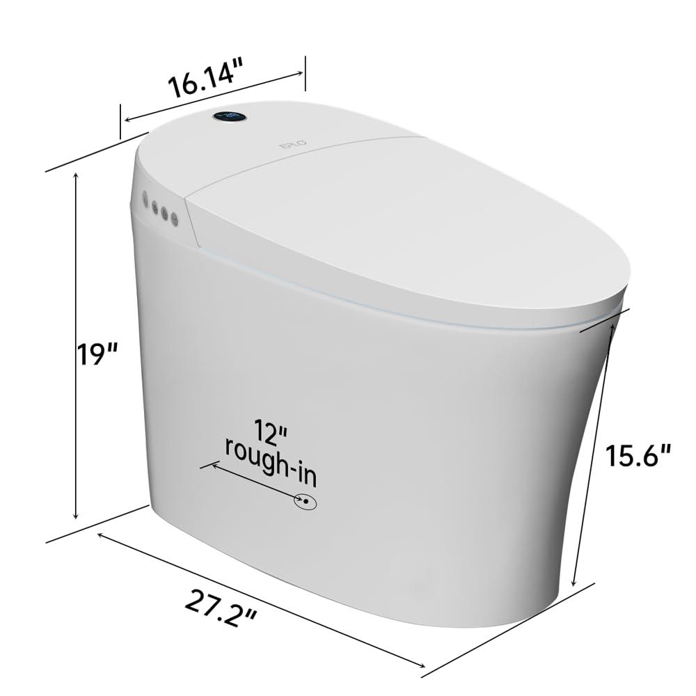 EPLO Smart Toilet Bidet – Auto Open/Close, 1000g MaP Flush Score, Auto Urinal Flush for Men, ADA Compliant Comfort Height, Built-in Tank, Heated Seat, Moving Dryer, Elongated Design, Blackout Flush