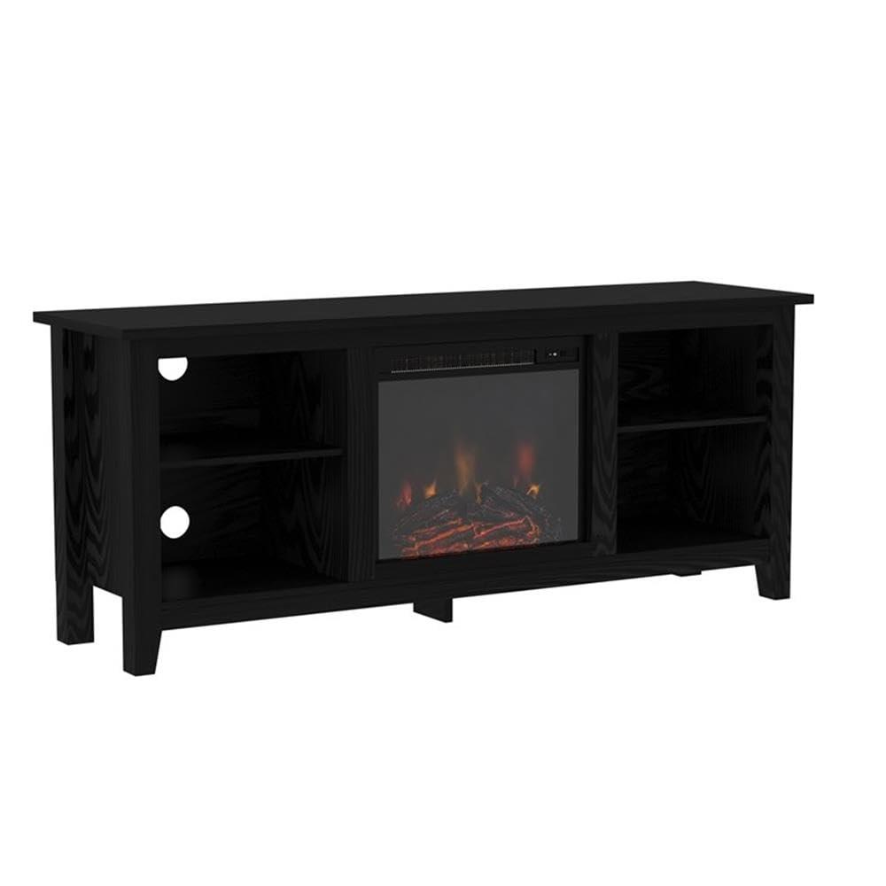 Walker Edison Traditional Fireplace TV Stand for TVs Up to 64" - Black