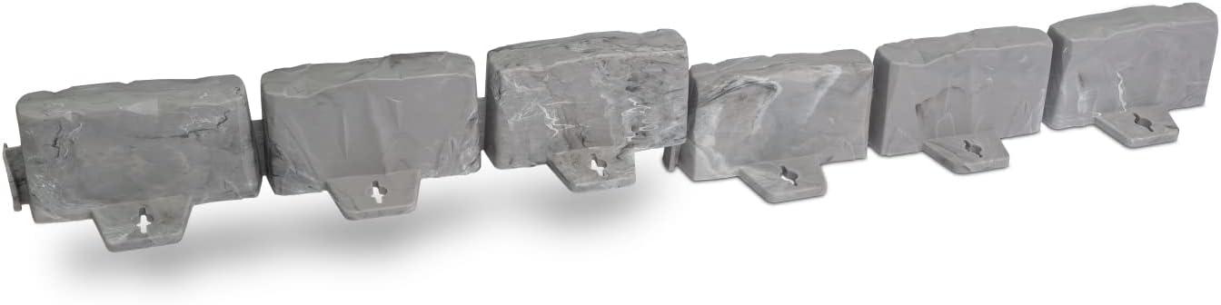 Slate Gray Faux Stone No-Dig Landscape Edging Kit with Anchoring Spikes