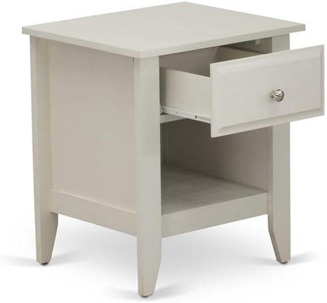 East West Furniture Gallatin 18" Wood Nightstand with 1 Drawer in Butter Cream