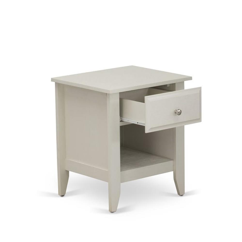 East West Furniture Gallatin 18" Wood Nightstand with 1 Drawer in Butter Cream