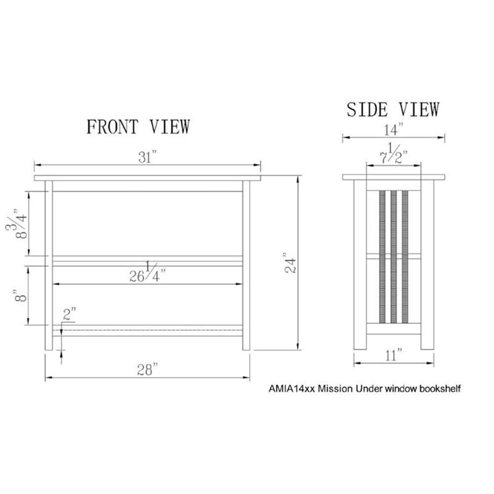 Alaterre Artisan Under Window Bookshelf, Espresso