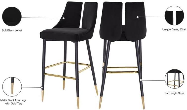 Meridian Furniture Sleek Black Velvet Stool (Set of 2)