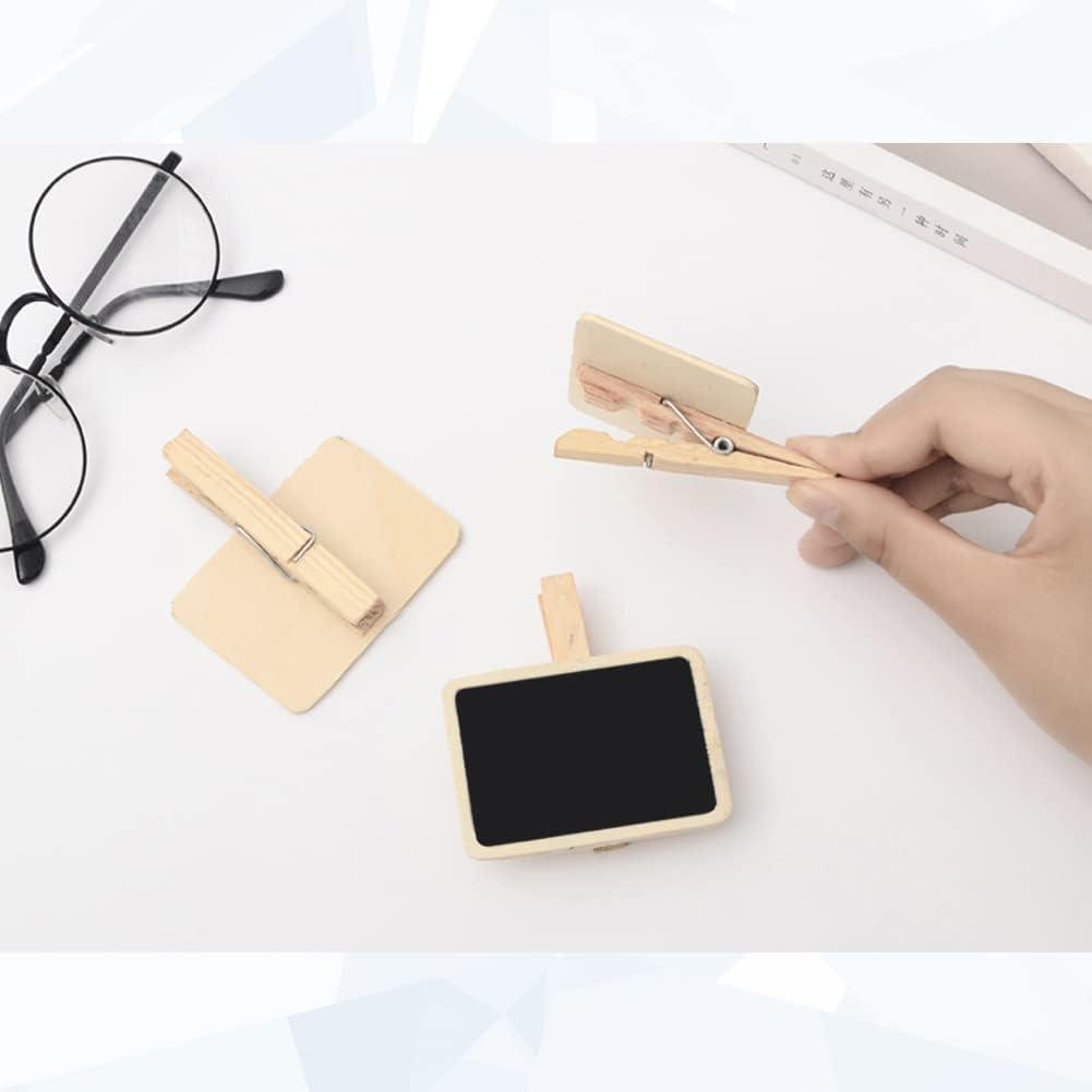 12 Mini Retangle Chalkboard Blackboard with Wooden Clip Message Board Signs and Labels Clips