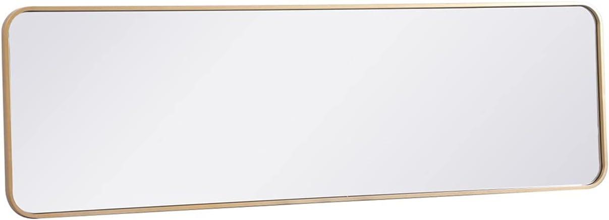 Soft corner metal rectangular mirror 18x60 inch in Brass