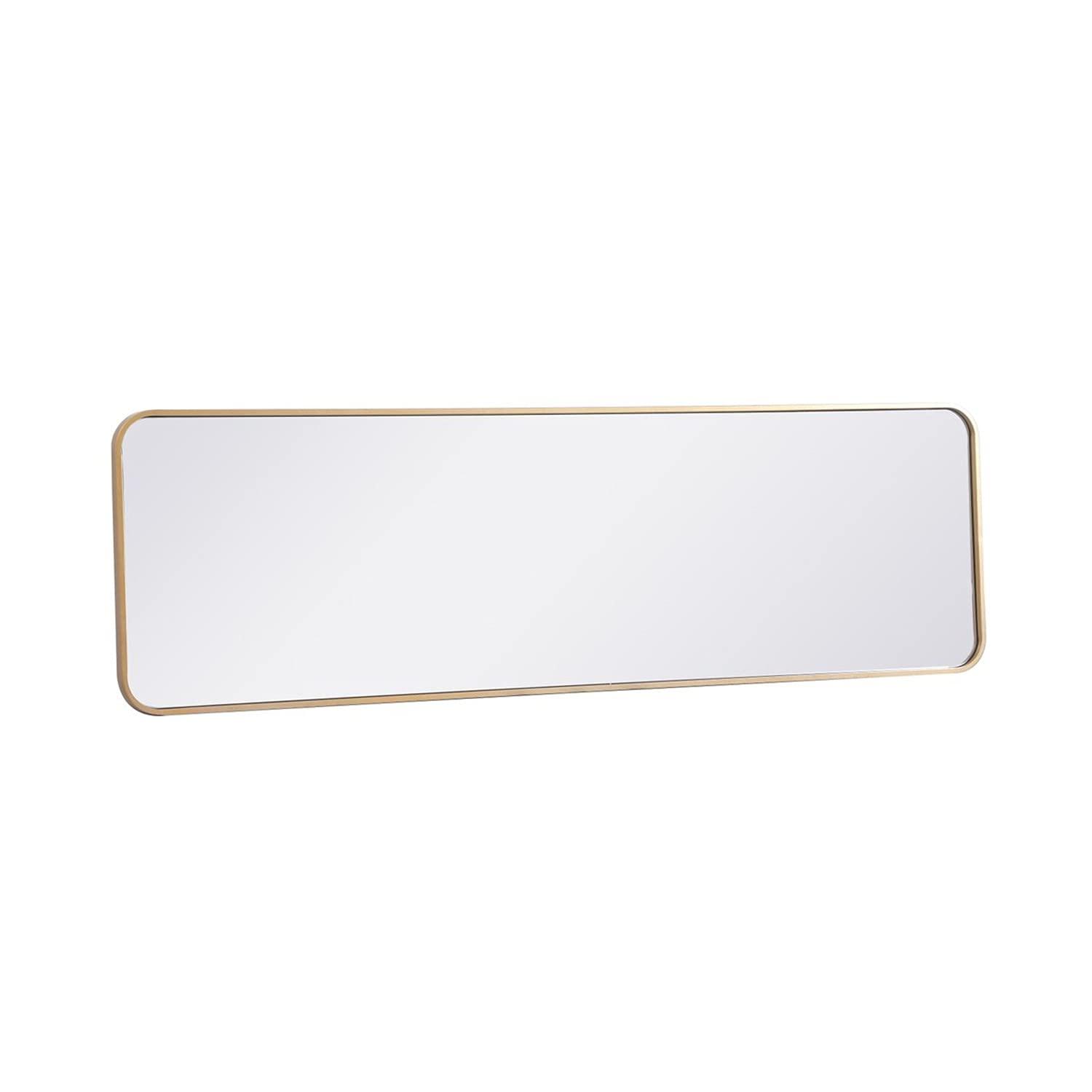 Soft corner metal rectangular mirror 18x60 inch in Brass
