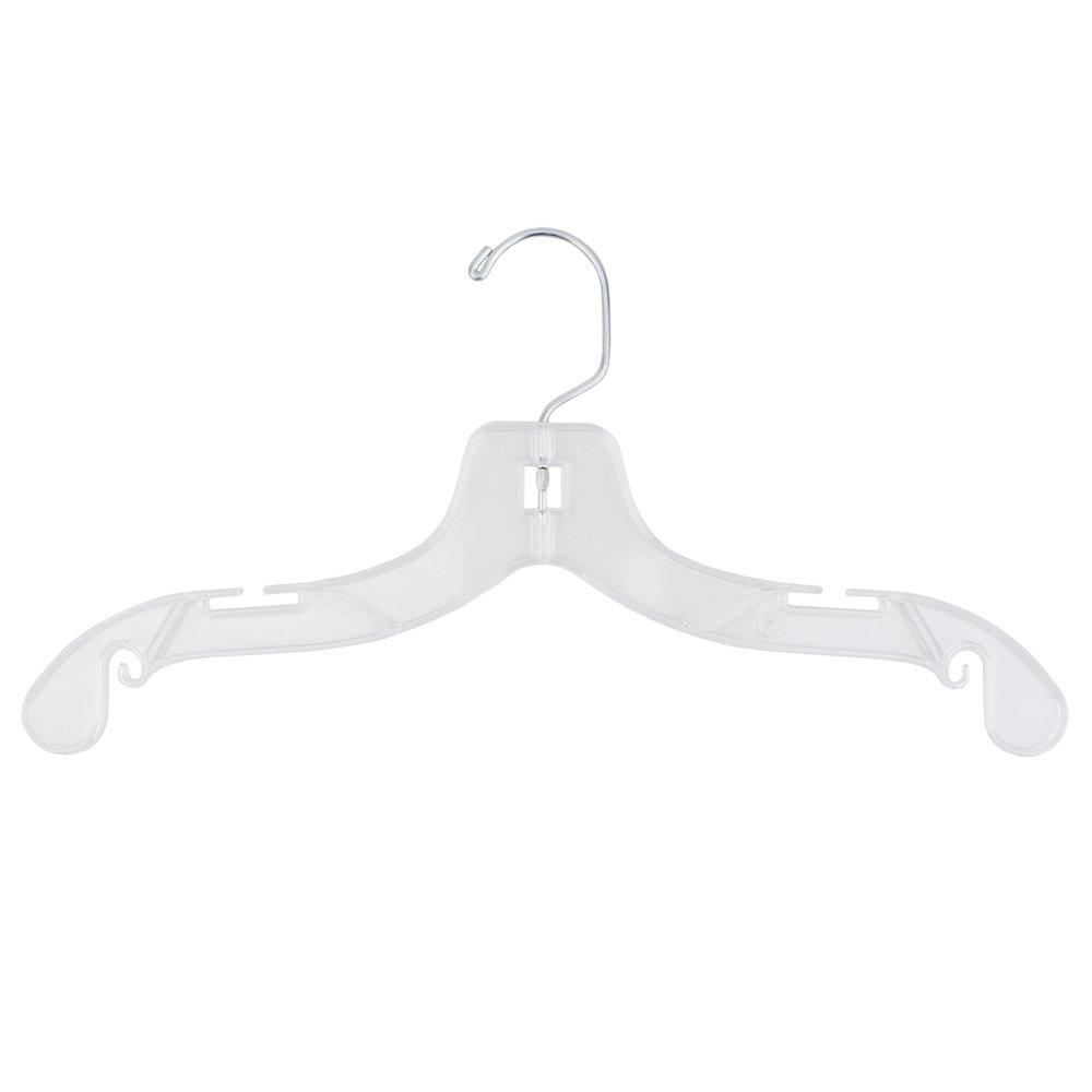 14 Inch Clear Plastic Junior Dress Hangers with Chrome Hook