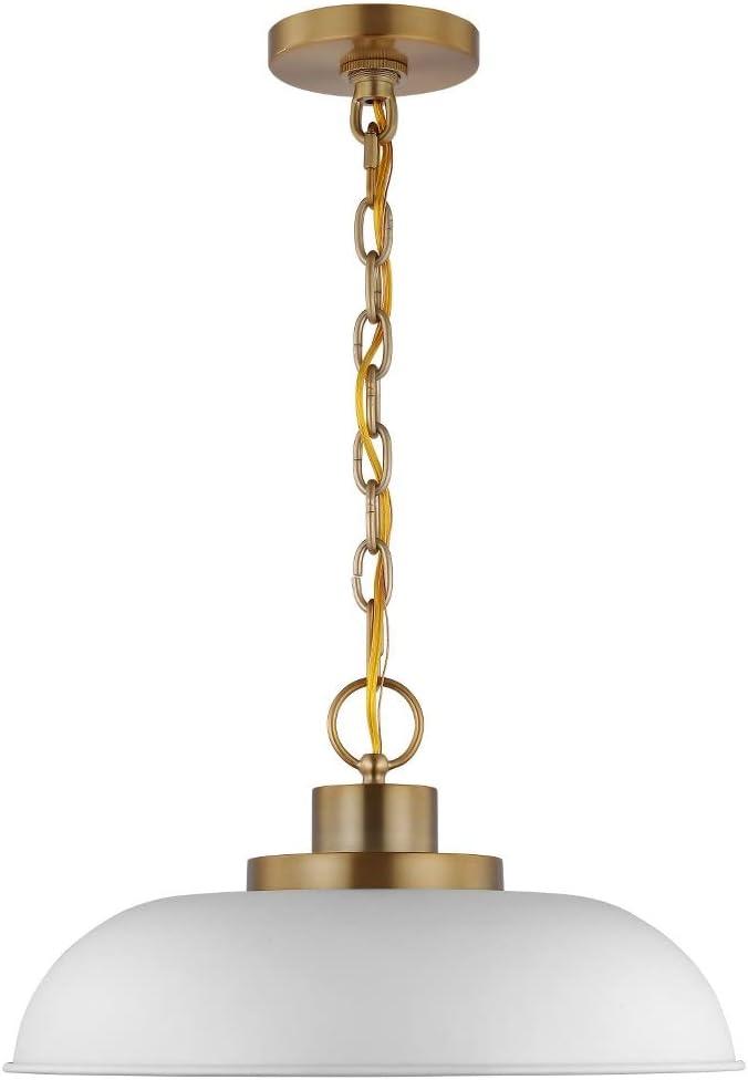 Nuvo Lighting Colony 1 Light Small Pendant Matte White with Burnished Brass