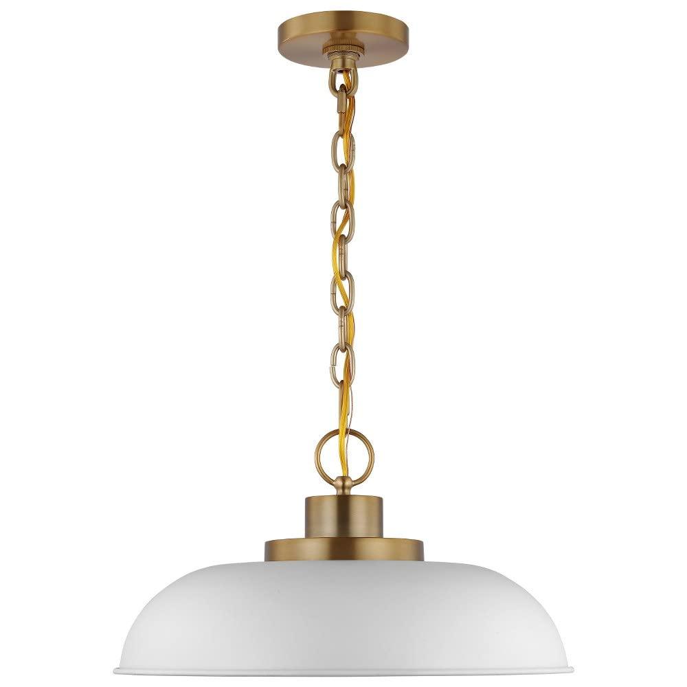 Nuvo Lighting Colony 1 Light Small Pendant Matte White with Burnished Brass