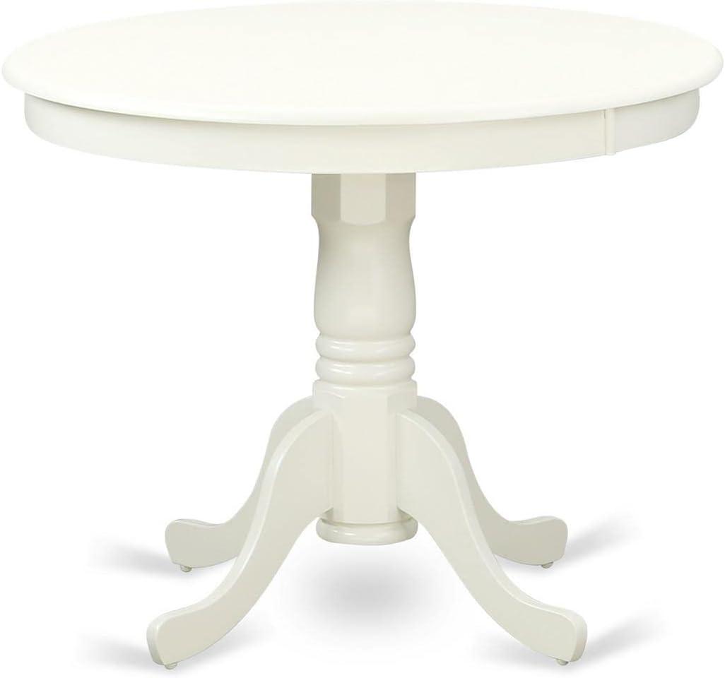 East West Furniture,Round Modern Dining Table Linen White Color Table
