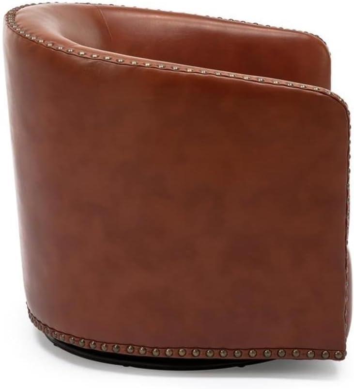 Comfort Pointe Tyler Swivel Arm Chair Caramel: Upholstered Faux Leather, Metal Legs, No Assembly Required