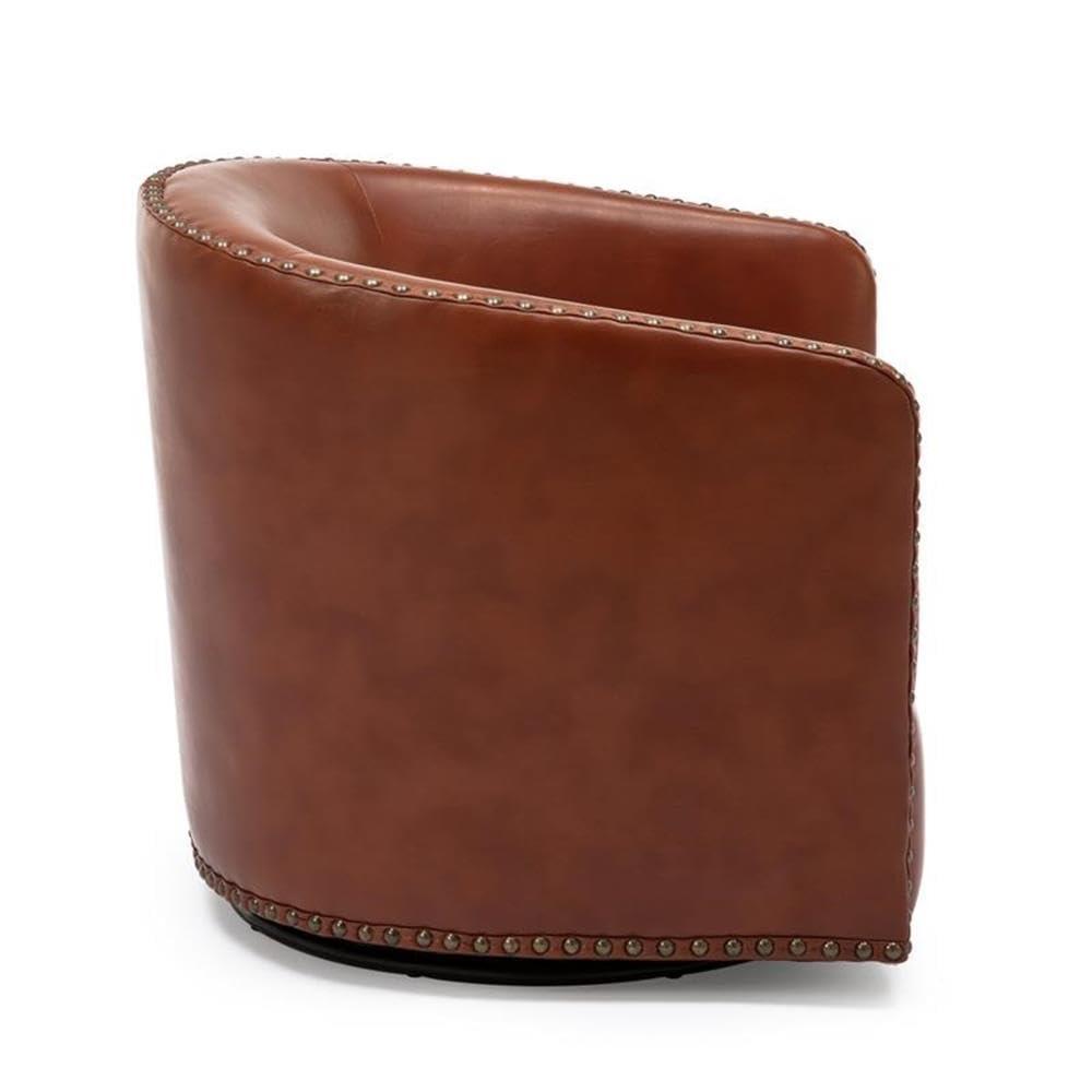 Comfort Pointe Tyler Swivel Arm Chair Caramel: Upholstered Faux Leather, Metal Legs, No Assembly Required