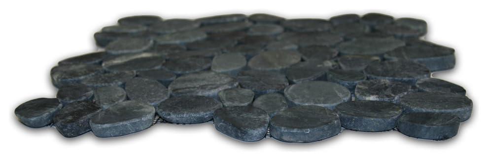 CNK Tile Congo Black Natural Stone Pebble Mosaic Tile Sheet Matte Finish Waterproof Indoor Use 12" x 12"