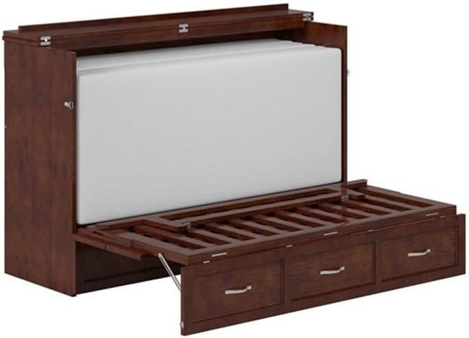 Queen Northfield Murphy Bed Chest Walnut - AFI: Hardwood Frame, Built-In USB Ports & Storage Drawer