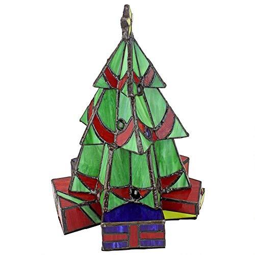 Ruby Emerald Sapphire 20" Hand-Crafted Stained Glass Christmas Tree Sculpture