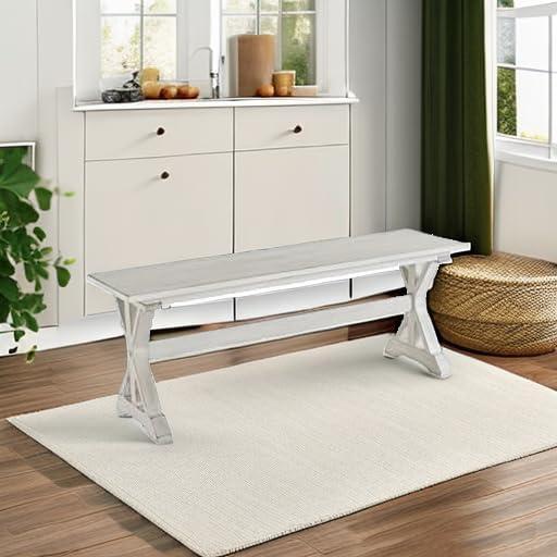 Boraam Jamestown 18in Dining Height Backless Wood Dining Bench 48-inch wide