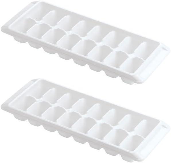 Ice Tray Easy Release White Ice Cube Trays, 16 Cube (Pack of 2) (2867-WHT-2)