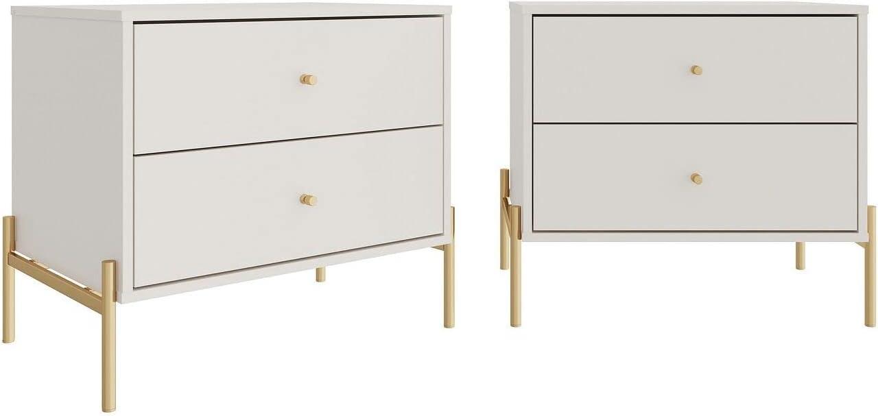 Set of 2 Jasper Drawer Nightstands Off White - Manhattan Comfort