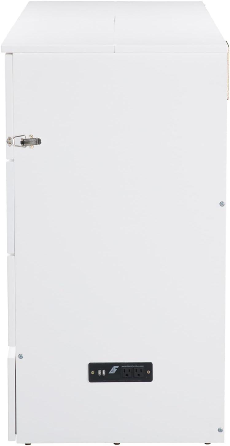 Queen Deerfield Murphy Bed Chest with Charging Station White - AFI: Space-Saving, Fold-Out Mattress, Elegant Design