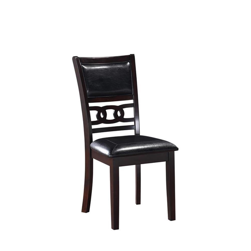 New Classic Furniture Gia Dining Collection with 48" Dining Table, 4 Cushioned Chairs, Veneer Tabletop and Solid Rubberwood Construction, Ebony