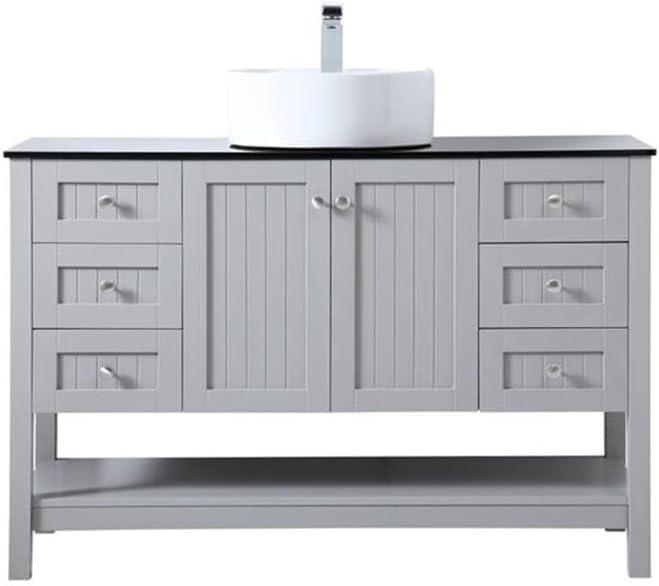 Elegant Decor Ralph 48" MDF Wood and Steel Vessel Sink Bathroom Vanity in Gray