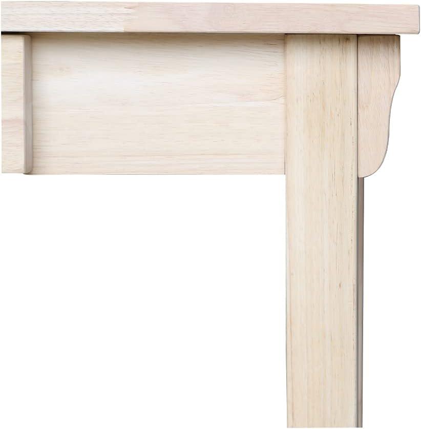 International Concepts Mission Desk with Drawer Unfinished: Mid-Century Modern Hardwood Office Workstation