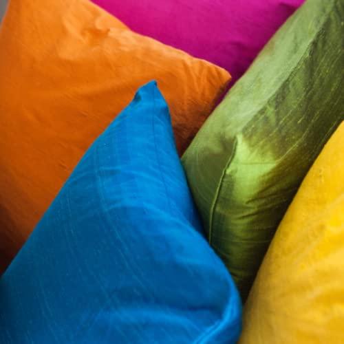 Sankara 100% Natural Dupioni Fine Silk Decorative Throw Pillow with Insert Included, Peacock Blue, 16 X 16 (12+ Colors)
