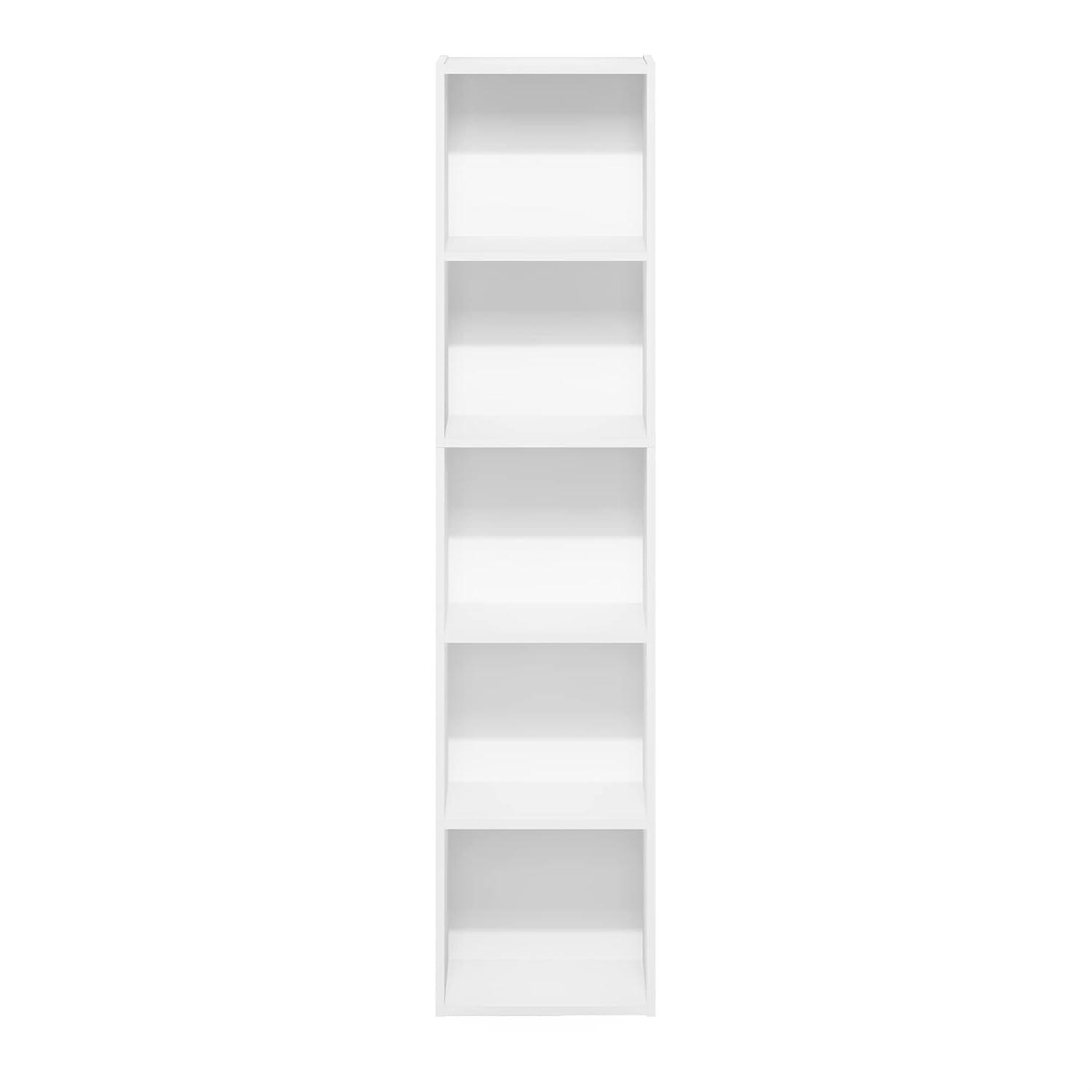 Furinno Pasir 5-Tier Open Shelf Bookcase, White