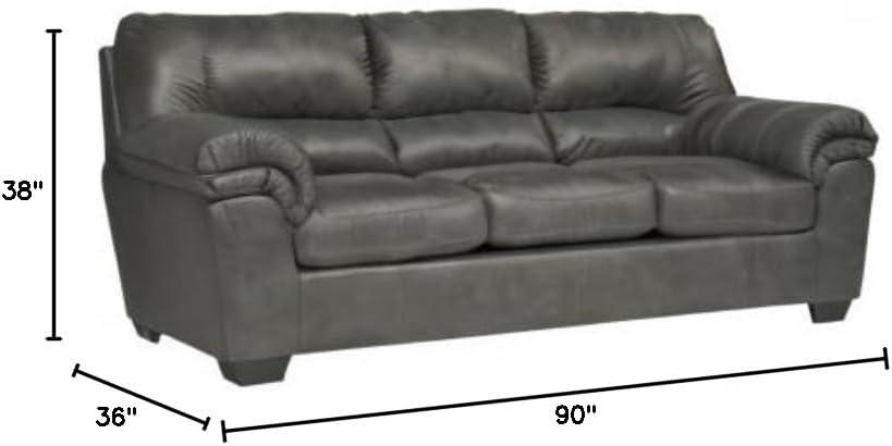 Signature Design by Ashley Bladen Contemporary Faux Leather & Wood Sofa in Gray