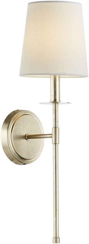 Aged Brass Wall Sconce with White Linen Shade
