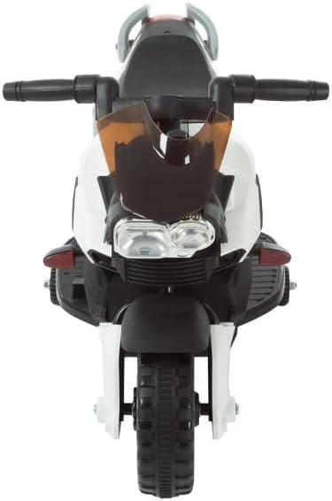 Toy Time Kids Motorcycle - Electric Ride-On with Training Wheels and Reverse Function - White and Black