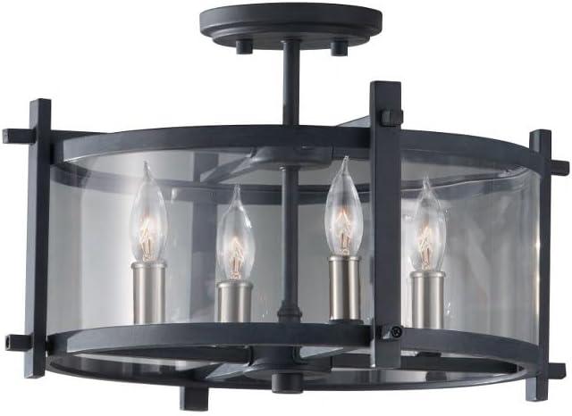 Generation Lighting Ethan 16 1/2" Iron and Glass Round Ceiling Light