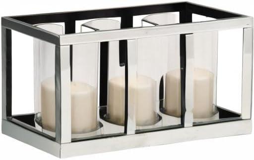 18" x 10" Glam Mirrored Wood Three Light Candle Holder Silver - Olivia & May
