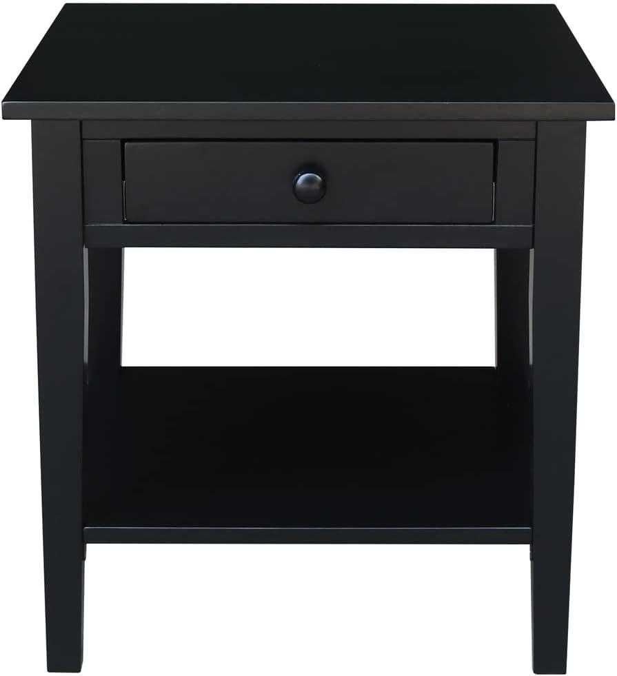 International Concepts Spencer End Table Black: Modern Square Design, Hardwood Frame, 24x24 Size, Spot Clean