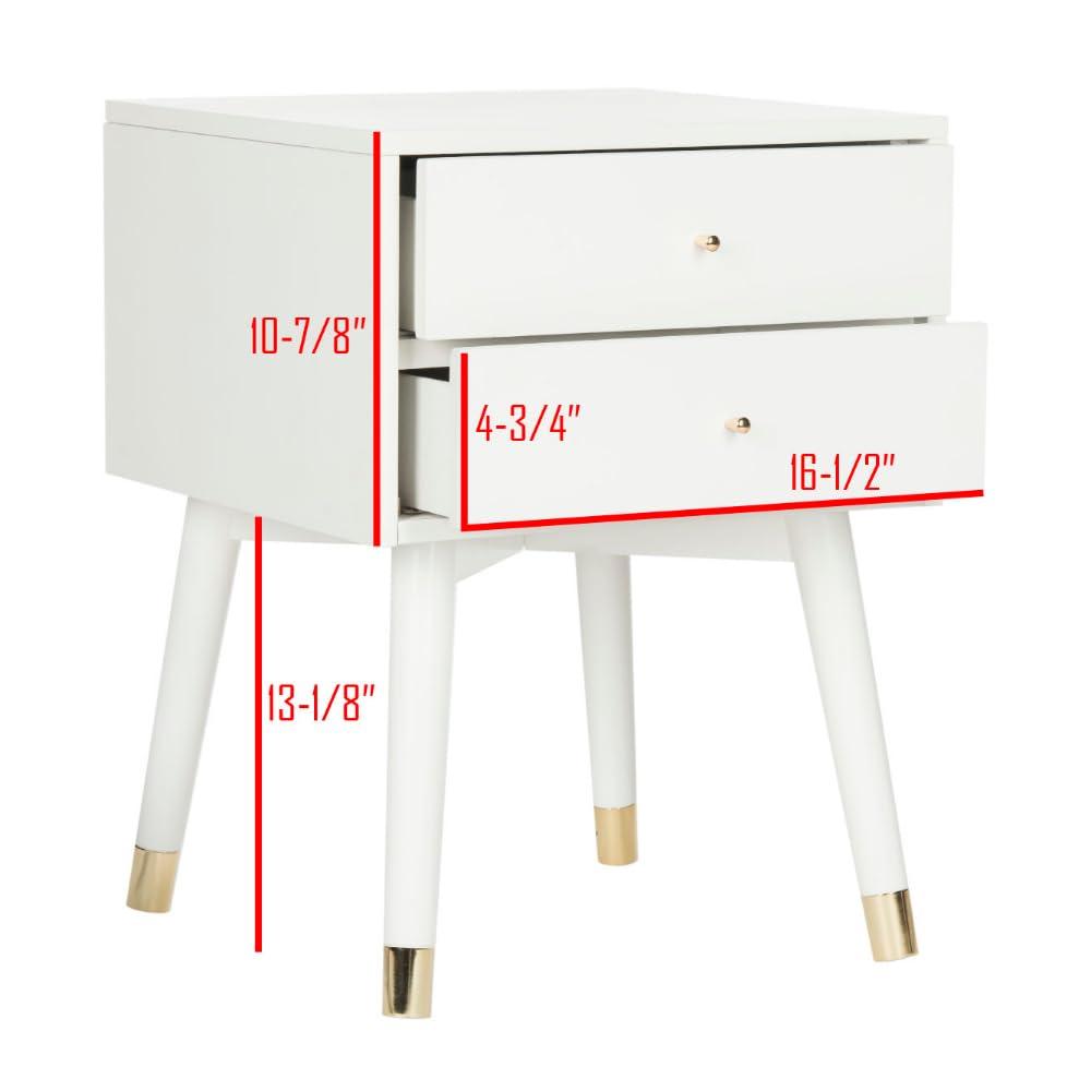 Lyla Retro Nightstand - White/Gold - Safavieh.