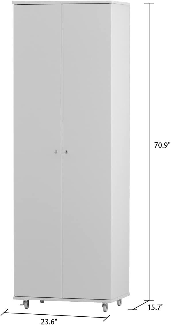 71" Closet Storage Cabinet 8-Tier Shoe Rack with Wheel Entryway Shelf - 23.6"L x 15.7"W x 70.9"H