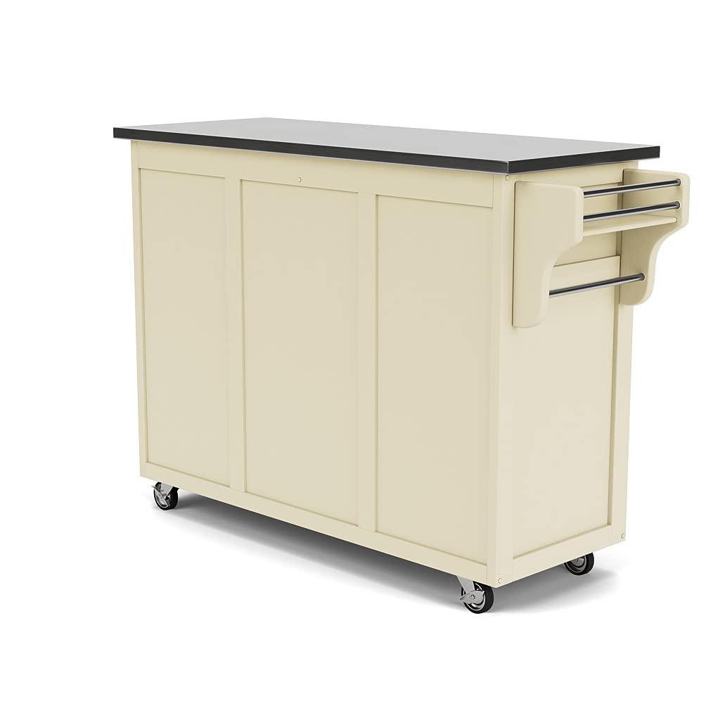 Create-a-Cart White Kitchen Cart With Stainless Top