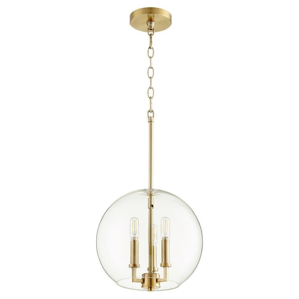 Quorum Lighting 3 - Light Pendant in  Aged Brass
