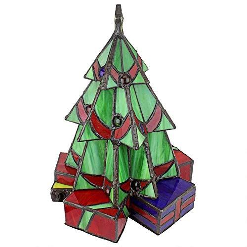 Ruby Emerald Sapphire 20" Hand-Crafted Stained Glass Christmas Tree Sculpture