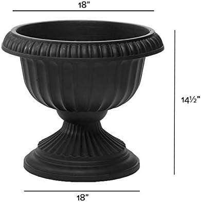 Novelty Grecian Urn, Black, 18 Inch Diameter x 14.5 Inch Height