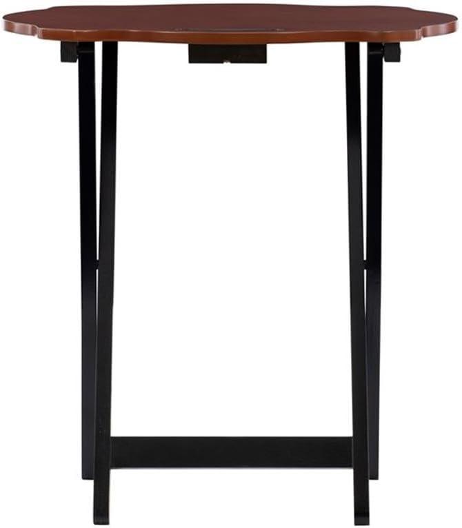 Traditional Five Piece Wood Tray Table Set in Hazelnut and Black, TV Tray, for Bar and Game Room