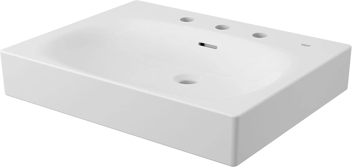 GROHE 39655000 Eurocube® Alpine White Rectangular Wall Mount Bathroom Sink with Overflow