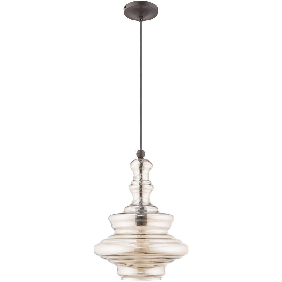 Livex Lighting Art Glass 1 - Light Pendant in  English Bronze