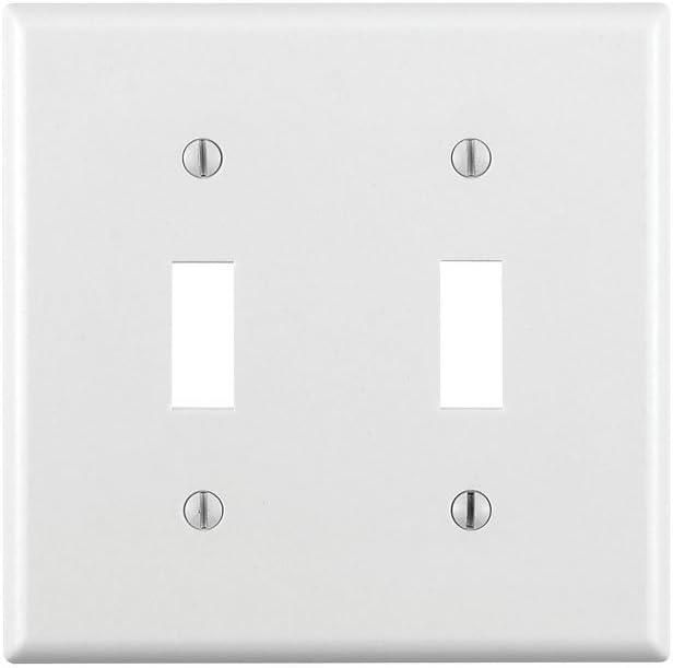 Leviton 2-Gang Plastic Toggle Switch Wall Plate, White