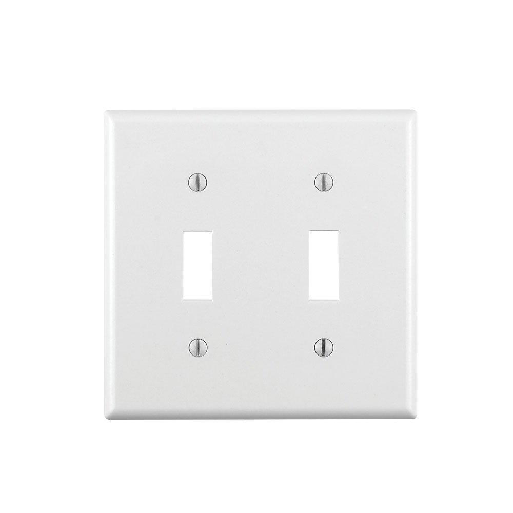 Leviton 2-Gang Plastic Toggle Switch Wall Plate, White