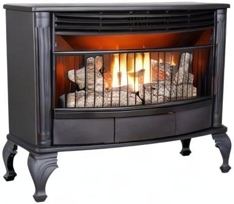 ProCom Vent less Dual Fuel Gas Stove - 25,000 BTU, T-Stat Control, Black Finish - Model# QNSD250T