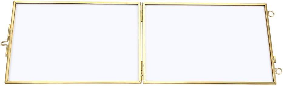 Set of 2 Gold Brass Floating Wall Hanging Frames